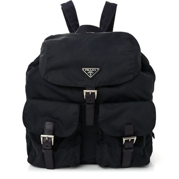 Authentic Prada Nylon Tessuto Backpack Saffiano Leather Shoulder Bag Purse Tote - Picture 1 of 16